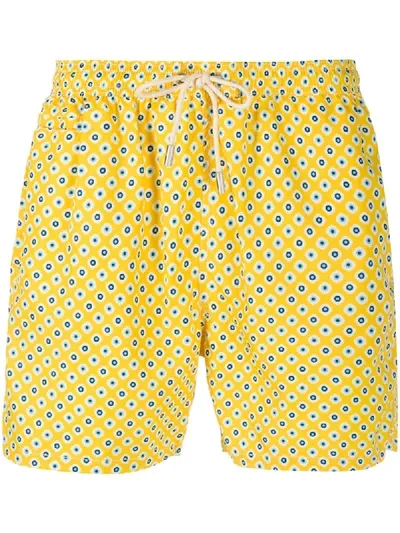 Mc2 Saint Barth Printed Swim Shorts In Yellow