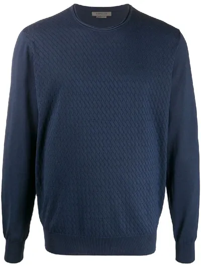 Corneliani Textured Knit Jumper In Blue