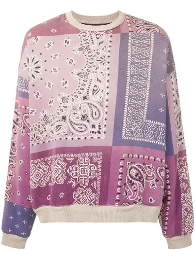 Kapital Fleecy Bandana Print Sweater In Purple