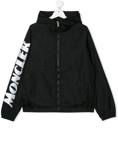 Moncler Teen Logo-print Lightweight Jacket In Black