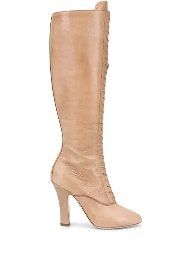 Miu Miu Stiefel Mit Schnürung In Nude