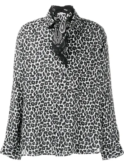 Destin Leopard-print Long-sleeved Shirt In Black