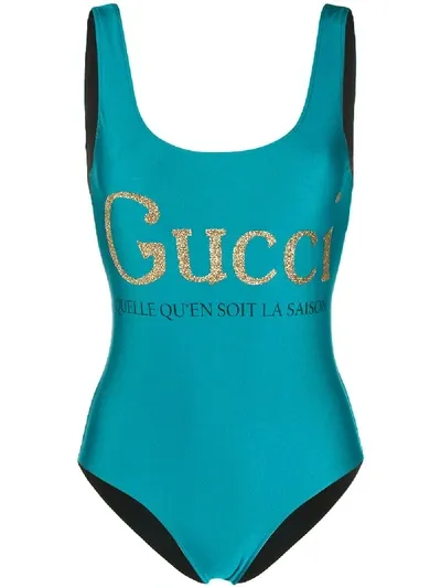 Gucci Badeanzug Im Glitter-look In Blue