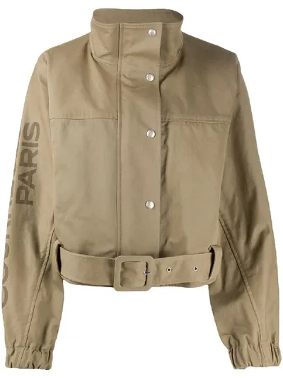 Courrèges Belted Funnel-neck Jacket In Neutrals