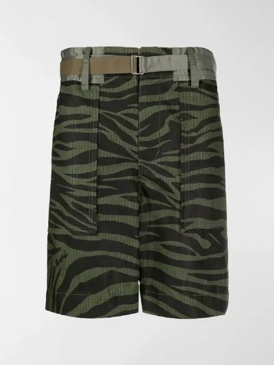 Sacai Shorts Mit Zebra-print In Green