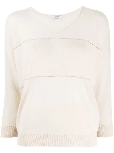 Peserico Three-quarter Sleeve Jumper In Neutrals