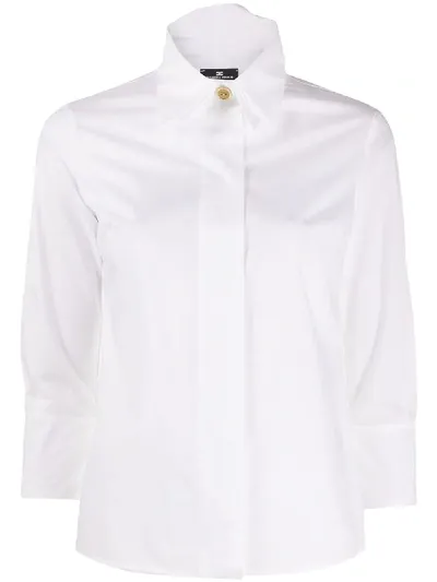 Elisabetta Franchi Jewel Buttoned Double Collar Shirt In White