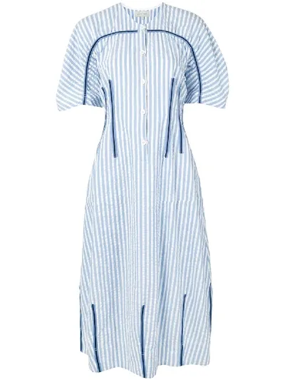 Lee Mathews Tengo Striped Seersucker Dress In Blue