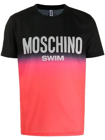 Moschino Gradient Logo Print T-shirt In Black