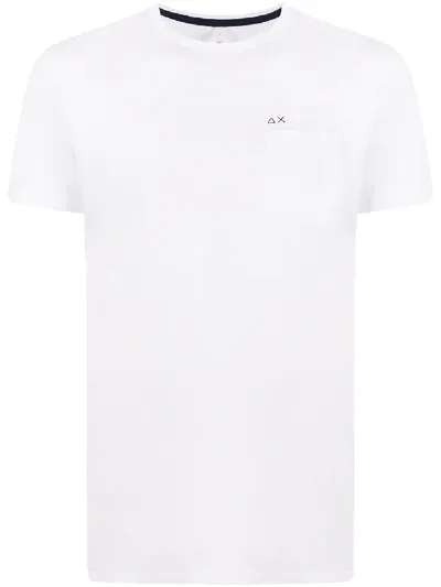 Sun 68 Embroidered Logo Chest Pocket T-shirt In White