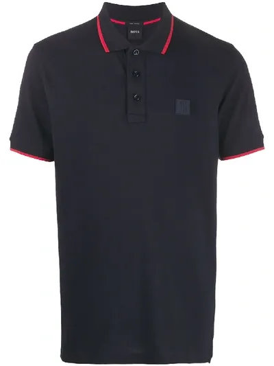 Hugo Boss Logo Patch Polo Shirt In Black