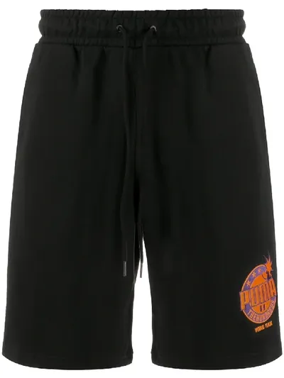 Puma X The Hundreds Logo Track Shorts In Black