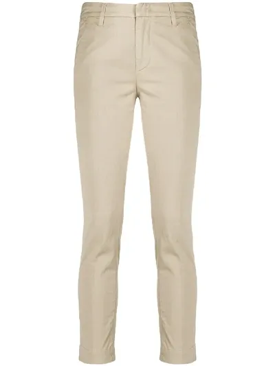 Dondup Cropped Mid-rise Trousers In Neutrals