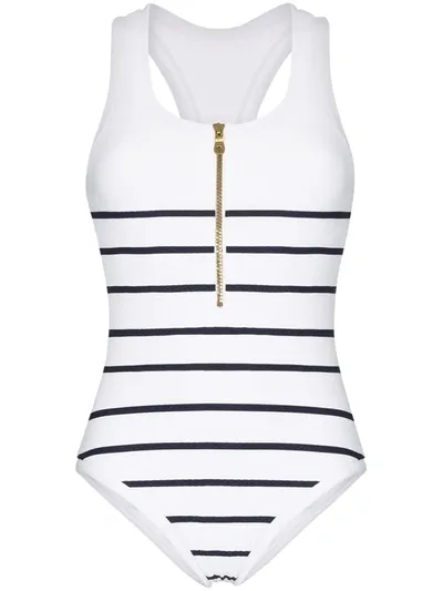 Heidi Klein Core Textured Striped Racerback One-piece Swimsuit In Nautical