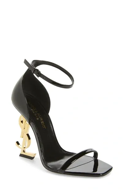 Saint Laurent Opyum Ysl Ankle Strap Sandal In Black