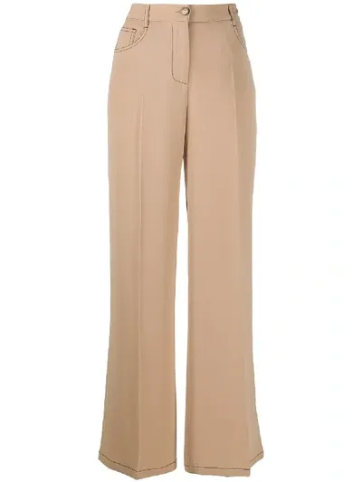 Alberto Biani Contrast Stitch Trousers In Neutrals