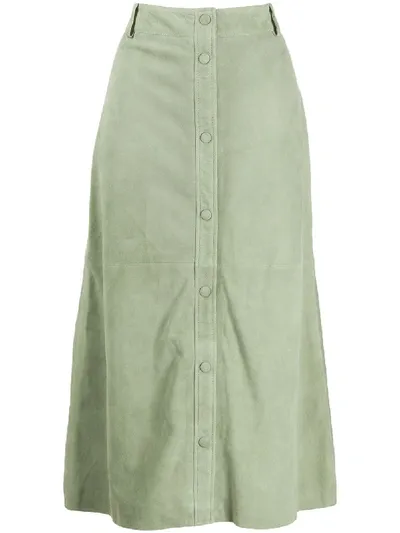 Arma Button Front Skirt In Green