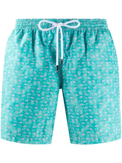 Barba Beach Motif Swim Shorts In Green