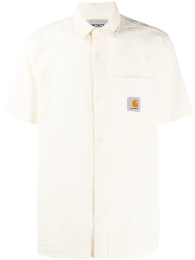 Carhartt Logo Patch Textured Shirt In Neutrals