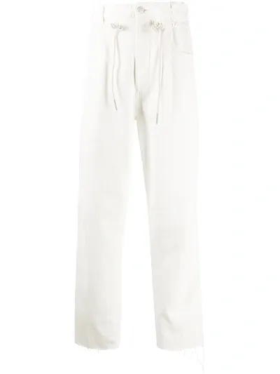 Closed Drawstring Straight-leg Jeans In White