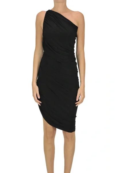 Norma Kamali Diana One-shoulder Ruched Stretch-jersey Mini Dress In Black