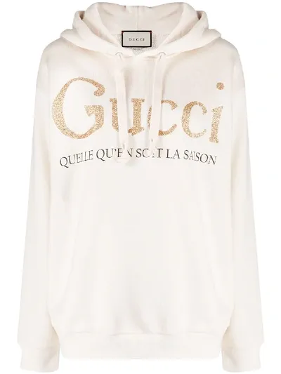 Gucci Glitter Print Hoodie In Neutrals