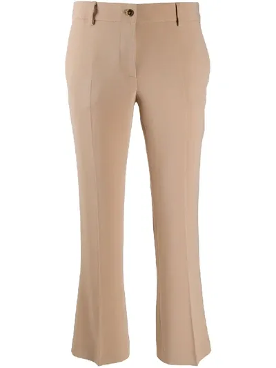 Alberto Biani Cropped Kick-flare Trousers In Brown