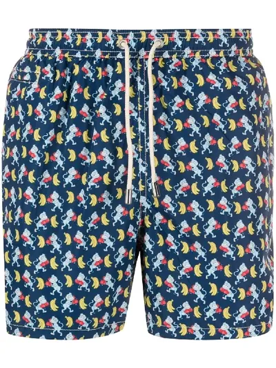 Mc2 Saint Barth All-over Print Swim Shorts In Blue