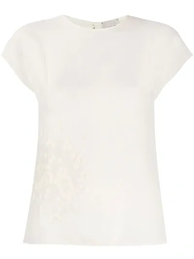 Alysi Embroidered Detail Cap Sleeve Blouse In White