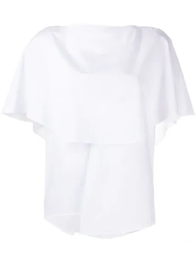 Enföld Short-sleeve Cape Blouse In White