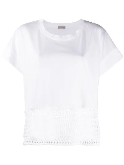 Mrz Crochet-detail Cap-sleeve T-shirt In White