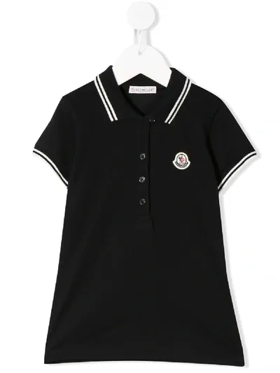 Moncler Kids' Chest Logo Polo Shirt In Black