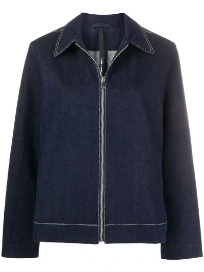 Sara Lanzi Zipped Denim Jacket In Blue