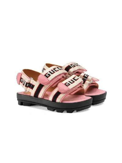 Gucci Kids' Sandalen Mit -streifen In White