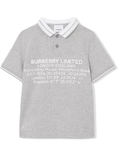 Burberry Babies' Poloshirt Mit "destinations"-print In Grey