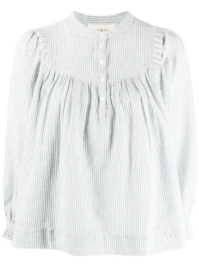 The Great Striped Button-collar Shirt In White