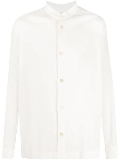 Issey Miyake Mandarin Collar Shirt In White