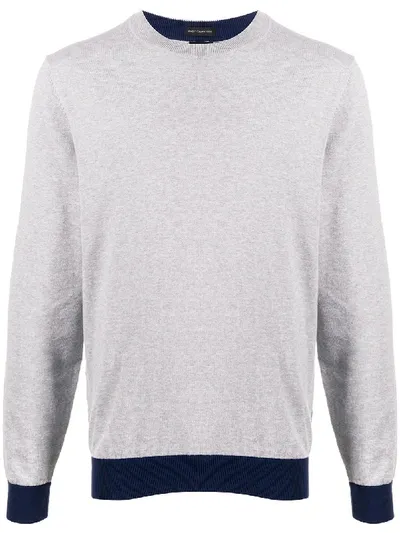 Hugo Boss Contrasting-trim Knitted Jumper In Grey