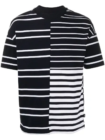 Hugo Boss Panelled Striped T-shirt In Blue