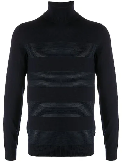 Hugo Boss Slim-fit Turtleneck Jumper In Blue