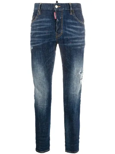 Dsquared2 Distressed Skinny Jeans In Blue