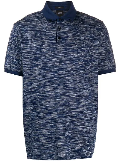 Hugo Boss Abstract Print Polo Shirt In Blue