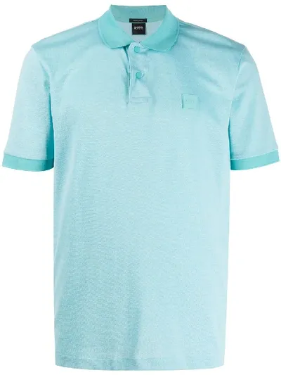 Hugo Boss Logo-patch Short-sleeved Polo Shirt In Blue