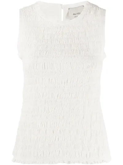 Alysi Shirred Sleeveless Top In White