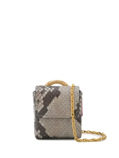 Tubici Snakeskin Effect Chain Wallet In Grey