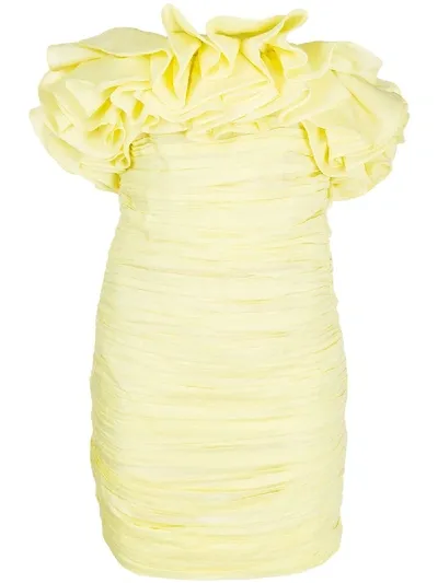 Nervi Emanuelle Pleated Ruffle Mini Dress In Yellow