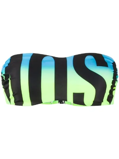 Moschino Logo Print Bikini Top In Blue