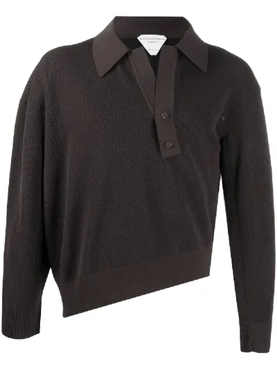 Bottega Veneta Asymmetric Polo Jumper In Braun