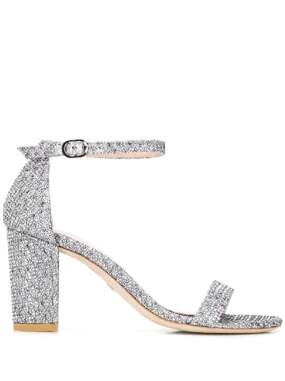 Stuart Weitzman Nearlynude Night Starts Sandals In Silver