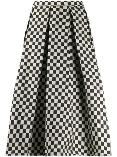 Paul & Shark Check-print A-line Skirt In Black